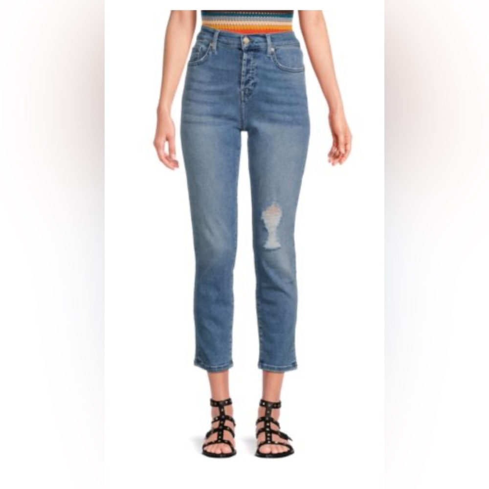 7 For All Mankind Josefina Mid Rise Straight Leg Jeans Sz 00 (23) NWT